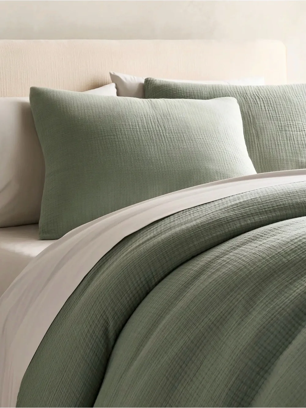 Quince NWOT Cotton Gauze Duvet Cover Set in Dried Sage King/Cal King 1037